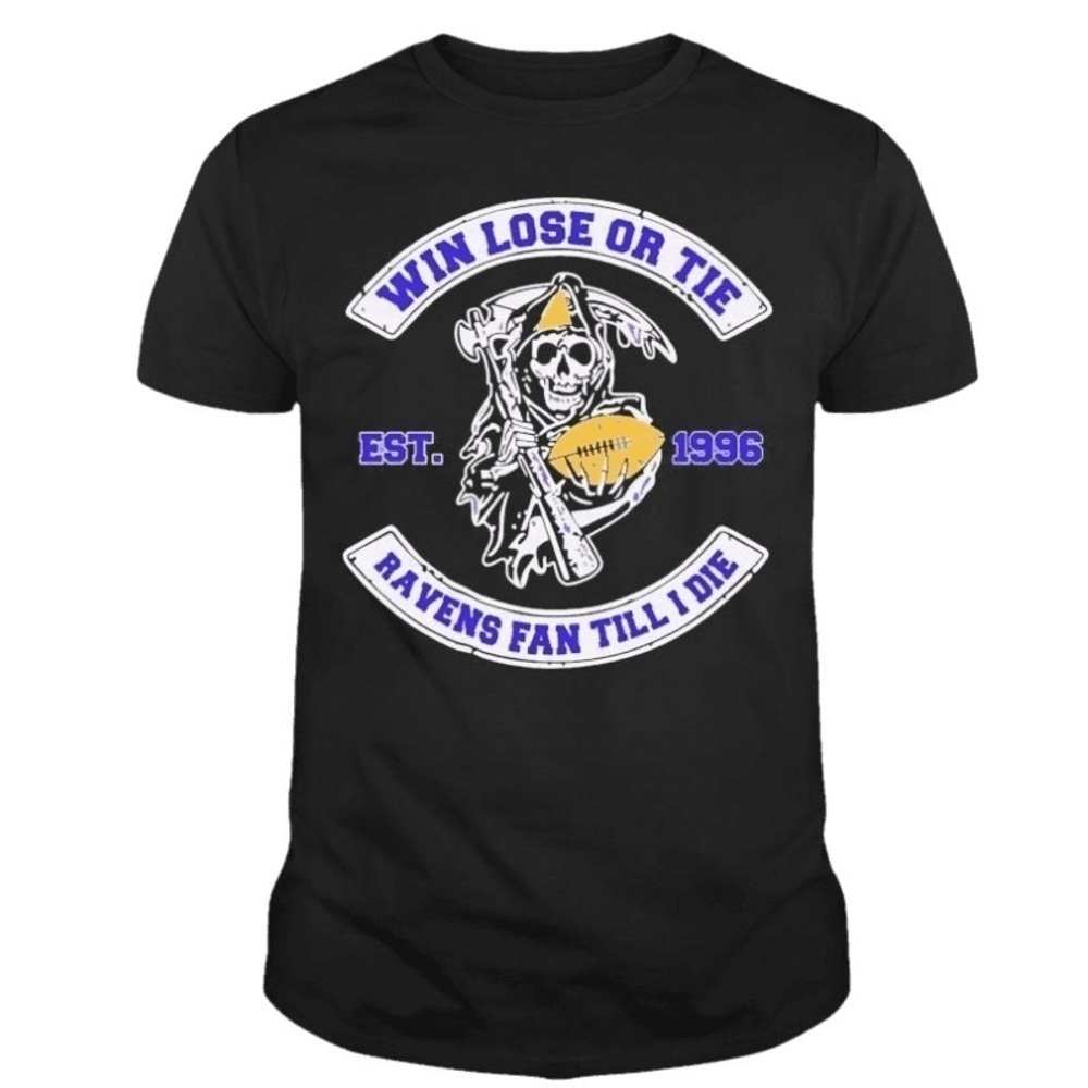 Baltimore Ravens Grim Reaper Football Fan Graphic T-Shirt
